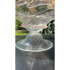 Murano Glass Clear Amber Gold Bird Bath Pedestal Bowl 3 Removable Birds Signed