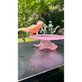 Murano Glass Pink Gold Bird Bath Pedestal Dish Removable Songbird