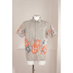 Camicia Vintage Pakka Stuff Floreale Hawaii 100% Cotone Beige M/L