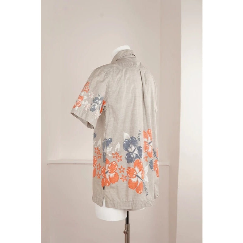 Camicia Vintage Pakka Stuff Floreale Hawaii 100% Cotone Beige M/L