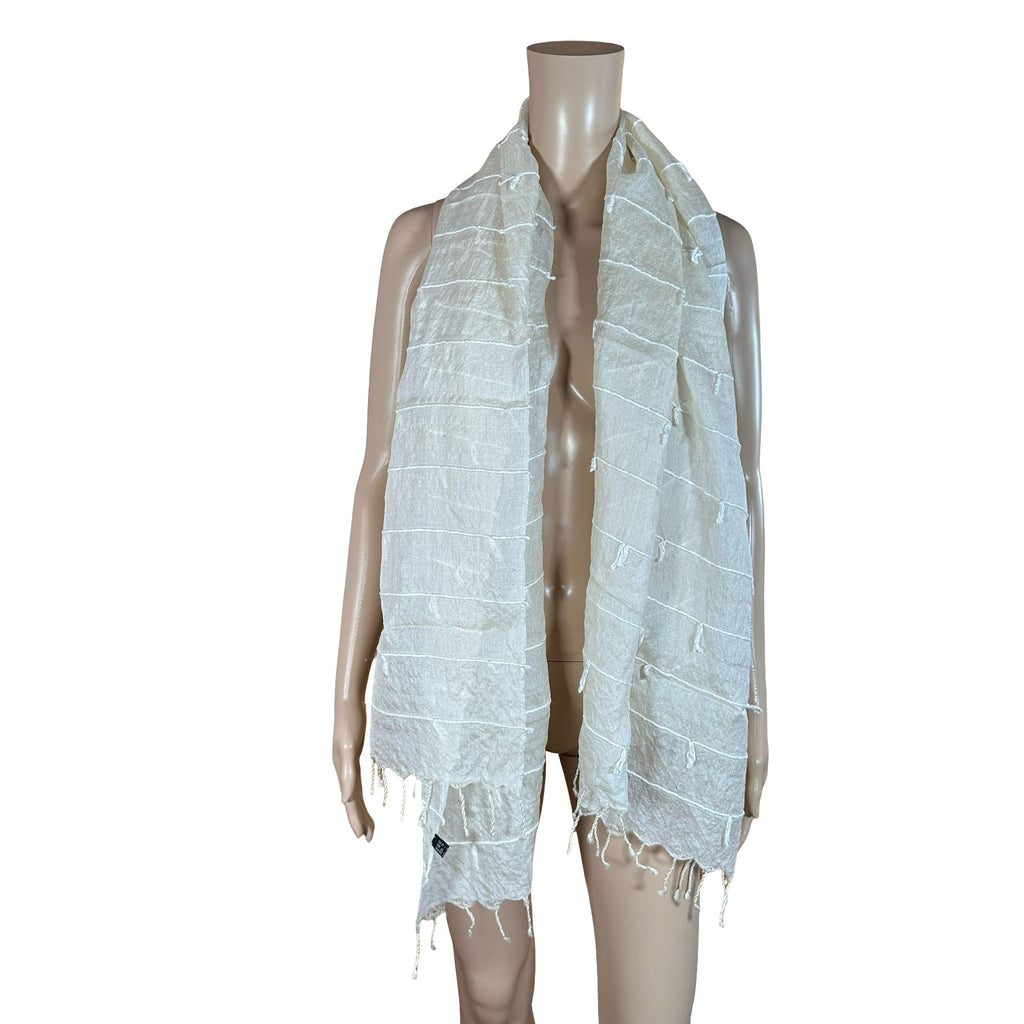 Vintage Sheer White Textured Scarf | Lightweight Minimal Wrap