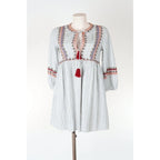Vestito boho Zara TRF cotone ricamato con nappine e tasche taglia