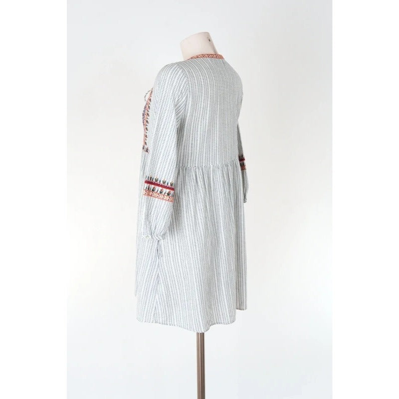 Vestito boho Zara TRF cotone ricamato con nappine e tasche taglia