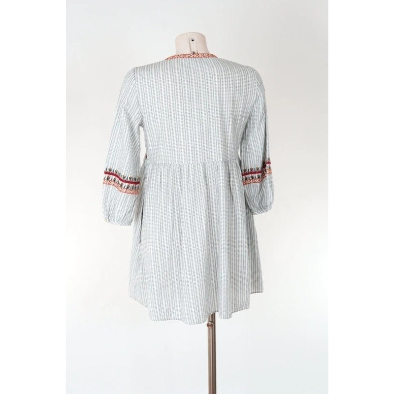 Vestito boho Zara TRF cotone ricamato con nappine e tasche taglia