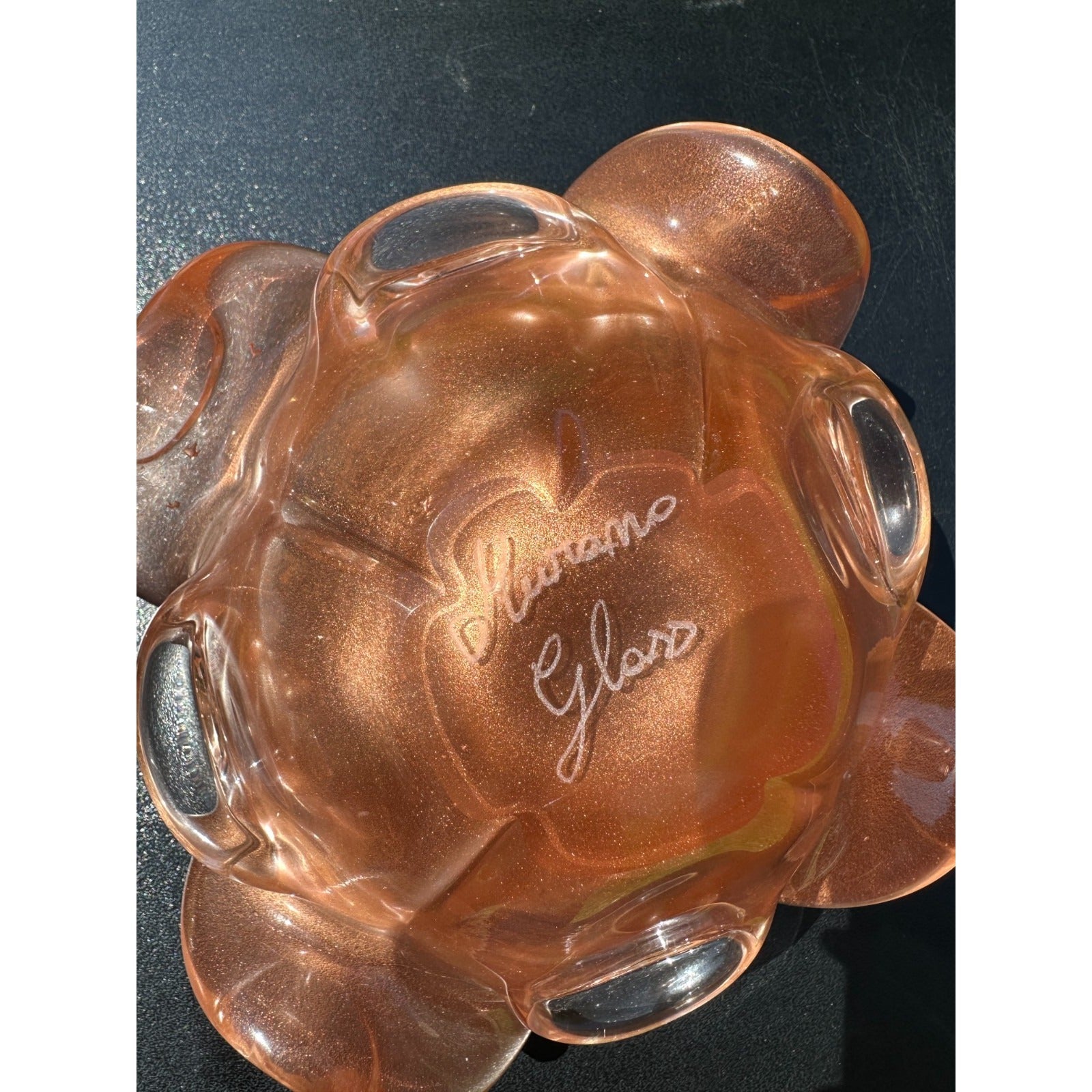 Murano Glass Pink & Gold Bird Bath / Bird Nest Centerpiece Removable Songbirds