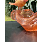 Murano Glass Pink & Gold Bird Bath / Bird Nest Centerpiece Removable Songbirds