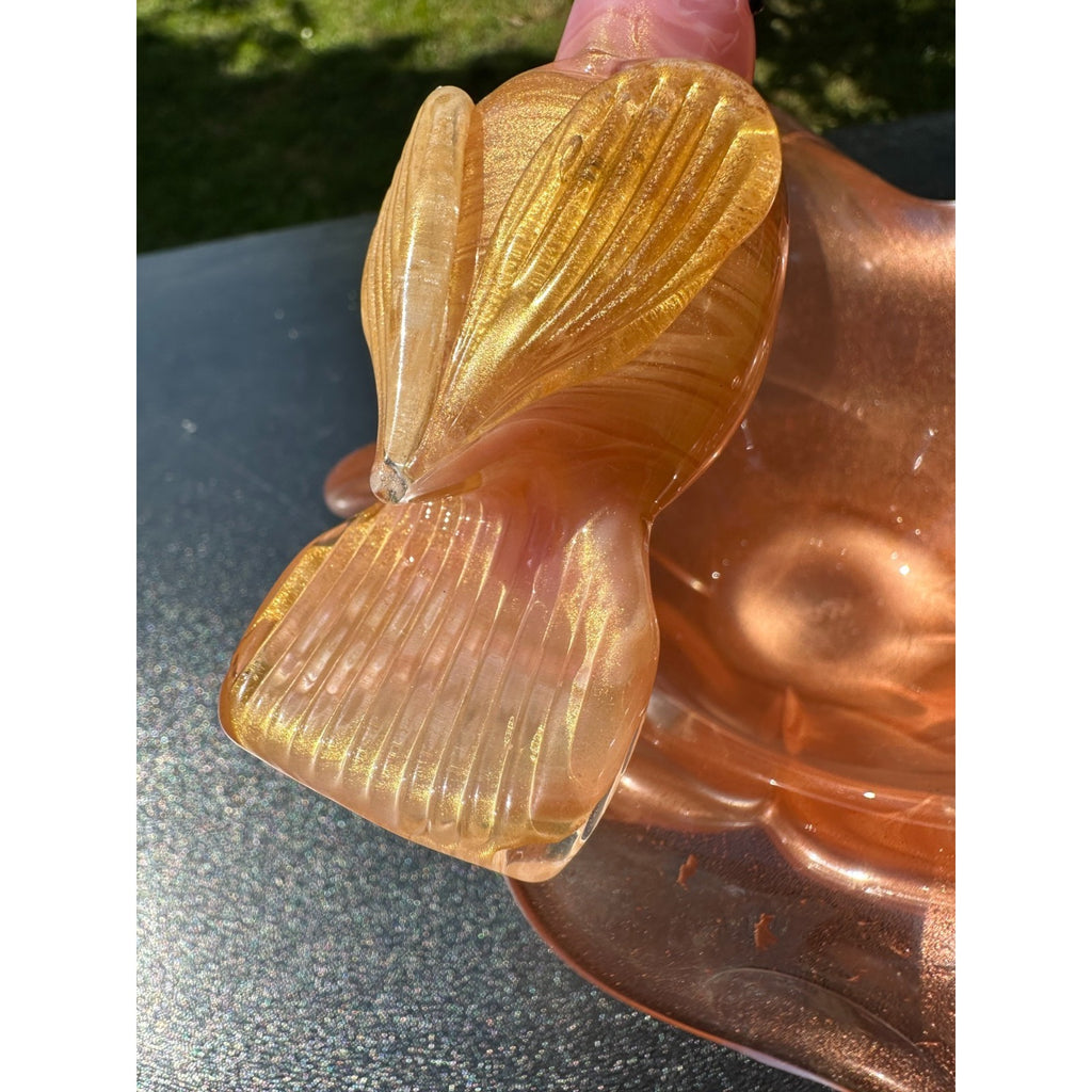 Murano Glass Pink & Gold Bird Bath / Bird Nest Centerpiece Removable Songbirds