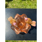 Murano Glass Pink & Gold Bird Bath / Bird Nest Centerpiece Removable Songbirds