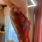 Vestito cerimonia  in seta vintage rosso ricamato con perline, taglia S