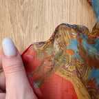 Vestito cerimonia  in seta vintage rosso ricamato con perline, taglia S