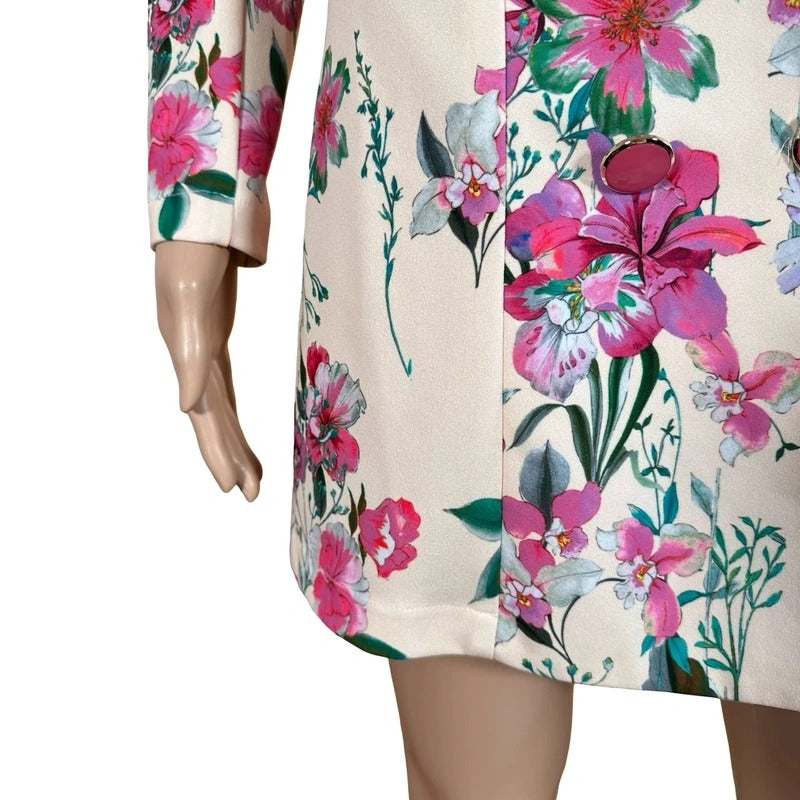 Blazer vestito Rinascimento floreale rosa mini elegante XS