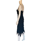 Vestito Vintage Jellyfish Y2K in Seta Nero con Paillettes Tg 42 M