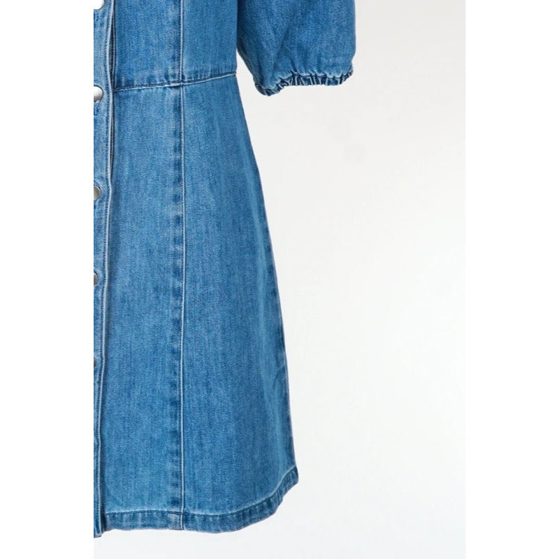 Abito corto in denim H&M cotone maniche a sbuffo taglia M