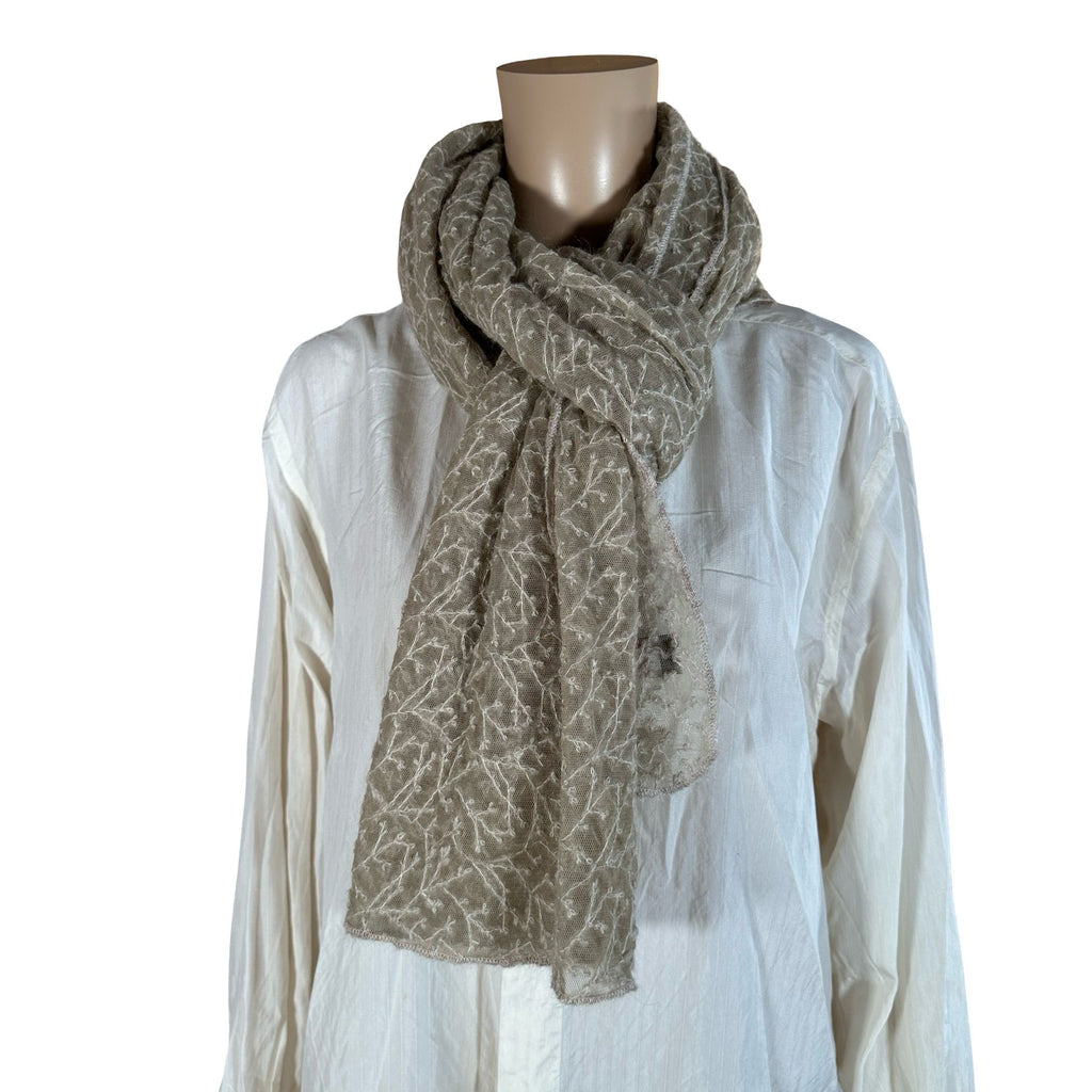 Vintage Sheer Textured Scarf in Soft Taupe | Lightweight Elegant Wrap