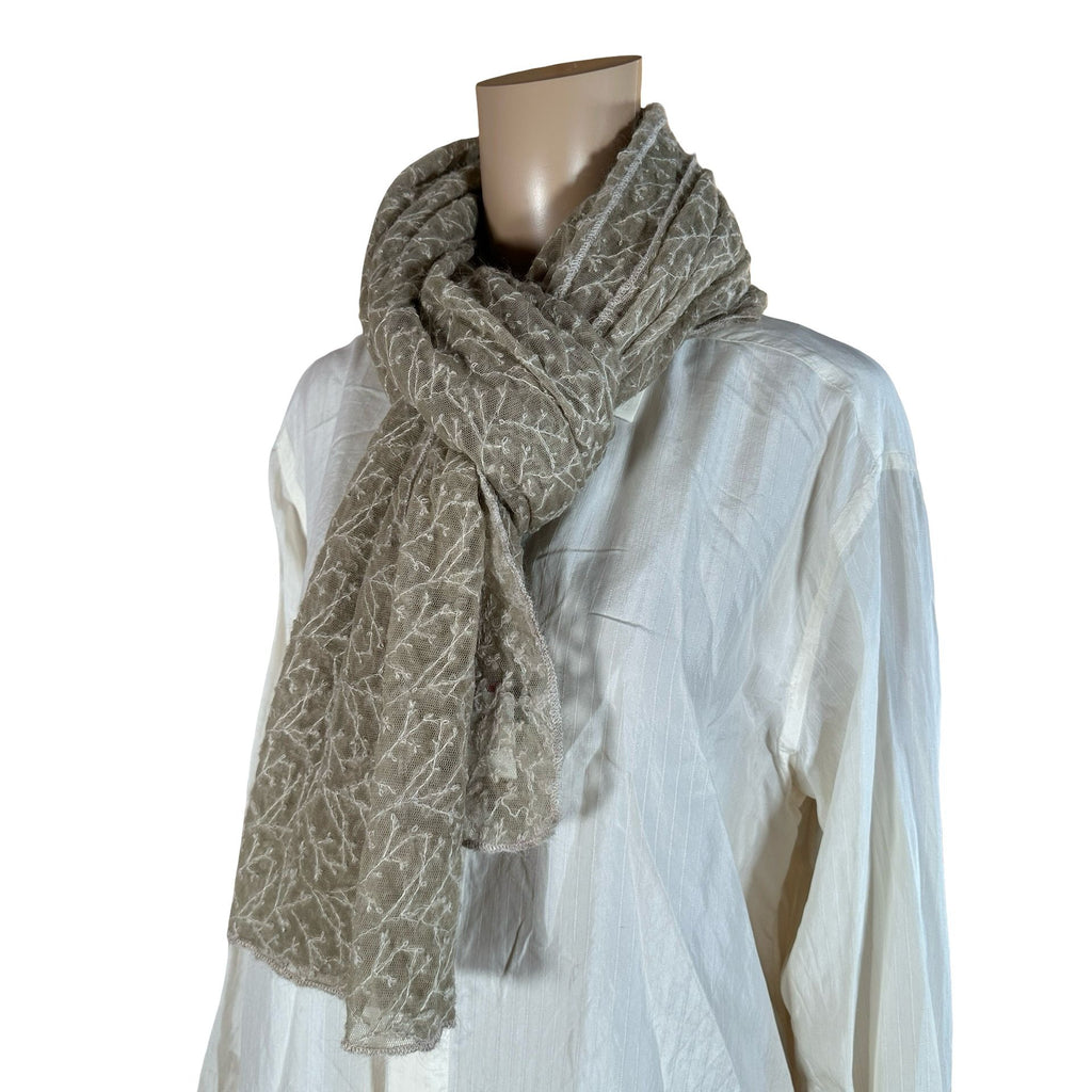 Vintage Sheer Textured Scarf in Soft Taupe | Lightweight Elegant Wrap
