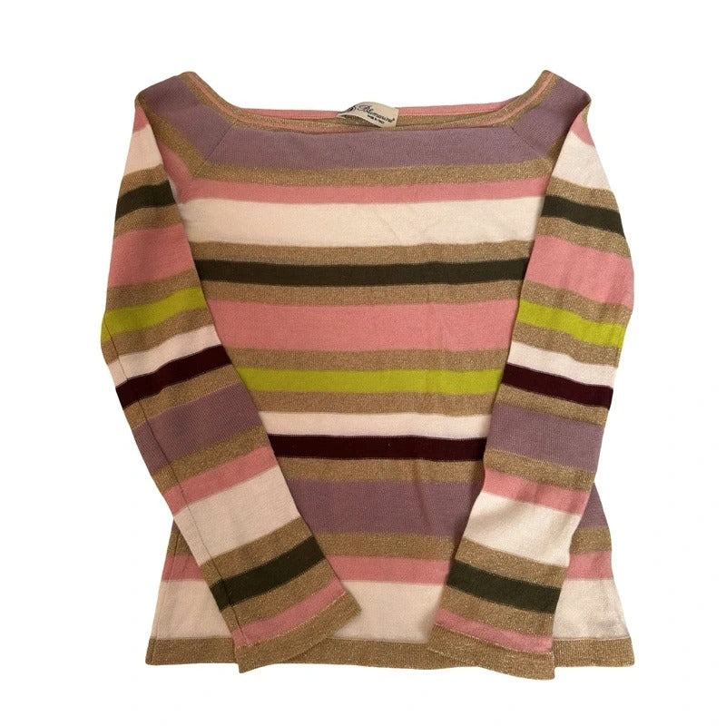 Maglia vintage Blumarine righe multicolor lurex scollo barca Y2K