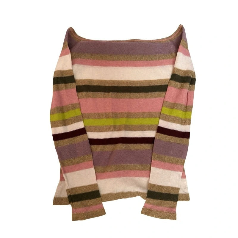 Maglia vintage Blumarine righe multicolor lurex scollo barca Y2K