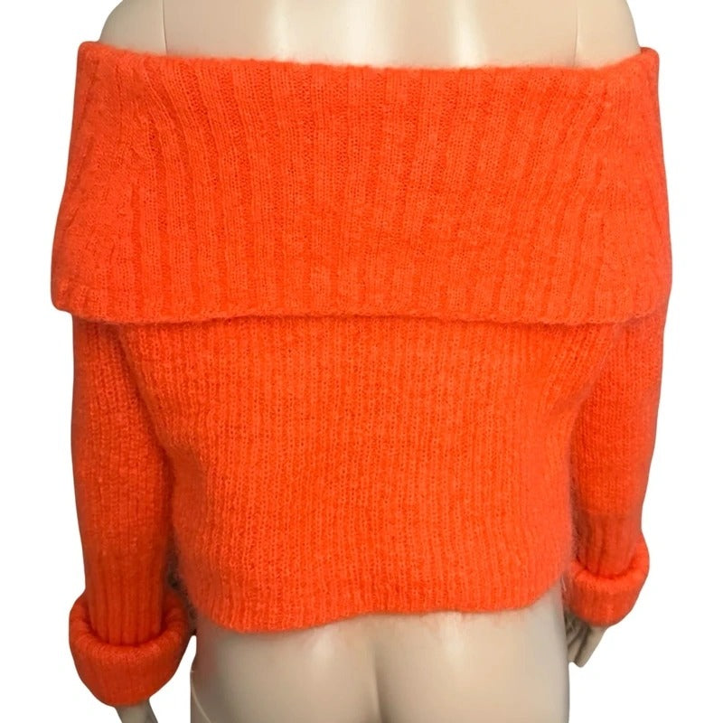Maglione mohair  MCQ Alexander McQueen Off Shoulder Arancione Neon XS Y2K