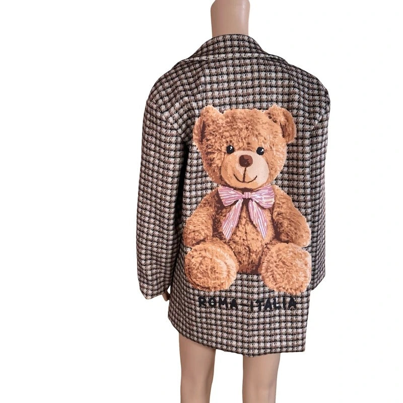 Cappotto teddy bear pied de poule oversize Made in Italy L/XL