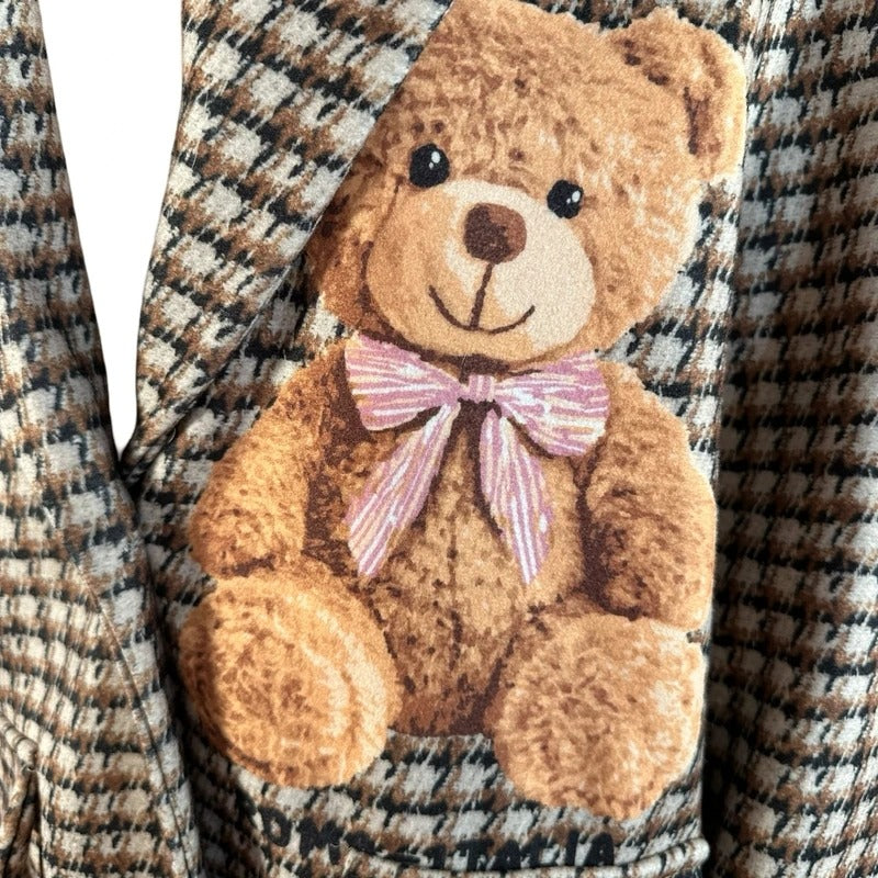 Cappotto teddy bear pied de poule oversize Made in Italy L/XL