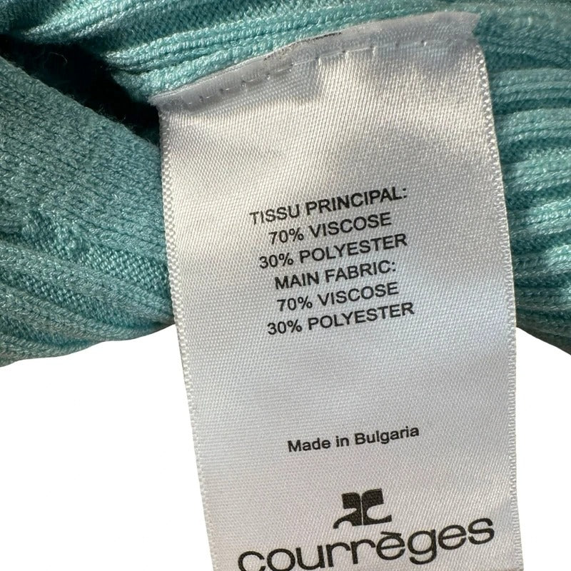 Top Courrèges azzurro crop a coste logo ricamato  S
