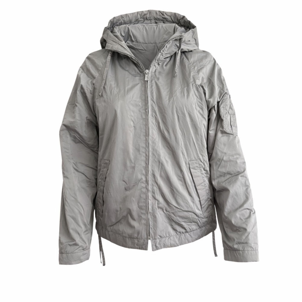 Calvin Klein Jeans Grey Hooded Zip-Up Jacket – Fleece Lined, Y2K Era