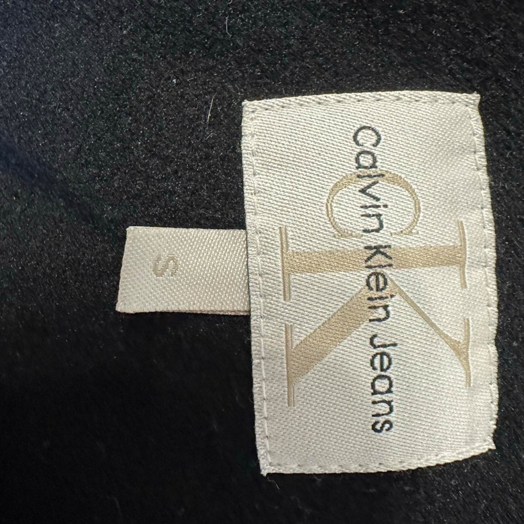 Calvin Klein Jeans Grey Hooded Zip-Up Jacket – Fleece Lined, Y2K Era