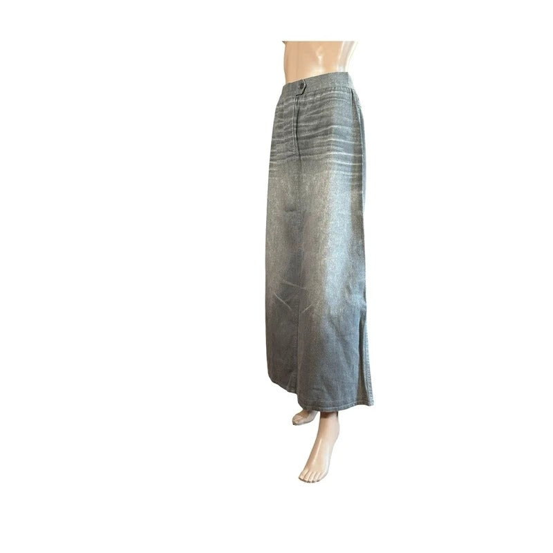 Gonna lunga vintage Roberto Cavalli Jeans grigio argento Y2K Made in Italy