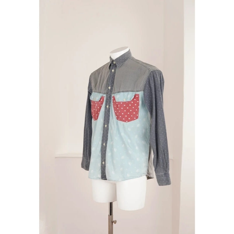 Camicia Uomo Controvento Vintage Patchwork Cotone Made Italy S M