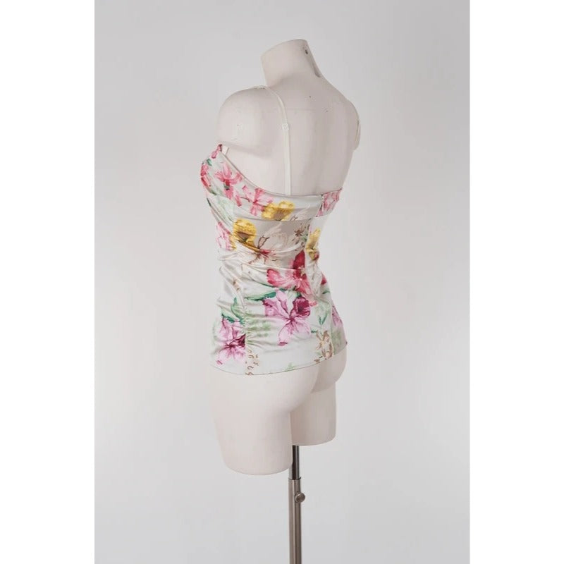 Corsetto vintage Dolce & Gabbana floreale seta con reggiseno interno taglia S