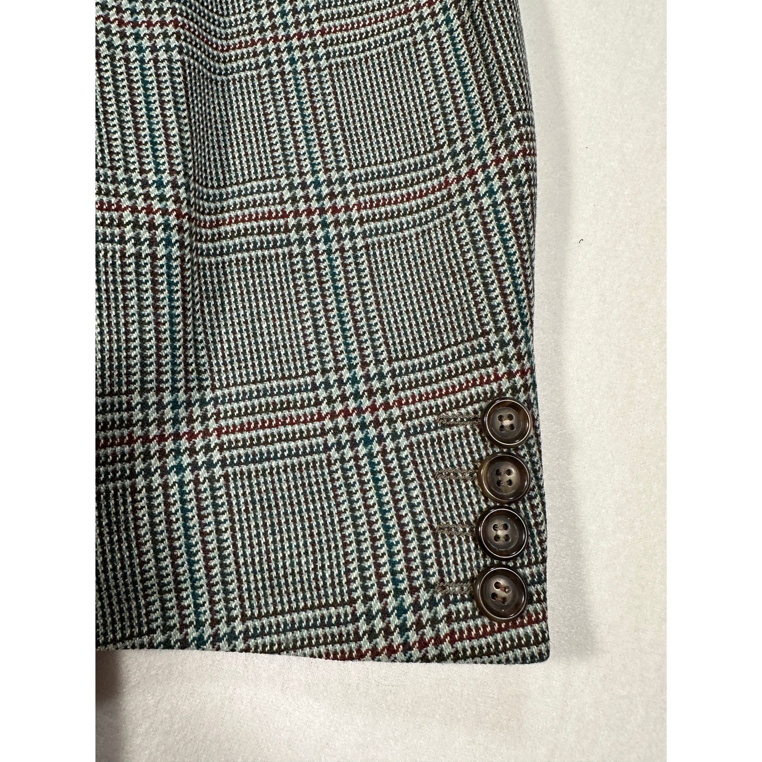 Stradivari Vintage Plaid Wool & Cashmere Blazer – Made in Italy, Tailored Man Jacket Size M