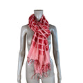 Oversized Silk Blend Scarf in Red & Pink | Sheer Geometric Pattern Wrap