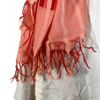 Oversized Silk Blend Scarf in Red & Pink | Sheer Geometric Pattern Wrap
