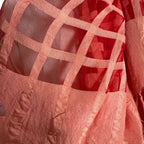 Oversized Silk Blend Scarf in Red & Pink | Sheer Geometric Pattern Wrap