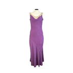 Diana Galesi Abito Lungo Viola con Perline Dorate Romantic Vintage Donna S
