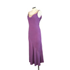 Diana Galesi Abito Lungo Viola con Perline Dorate Romantic Vintage Donna S