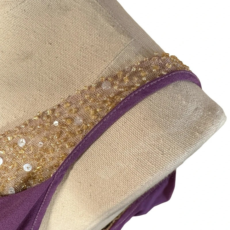 Diana Galesi Abito Lungo Viola con Perline Dorate Romantic Vintage Donna S
