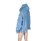 Felpa maglione Zara azzurro oversize con cappuccio e balza pois S/M