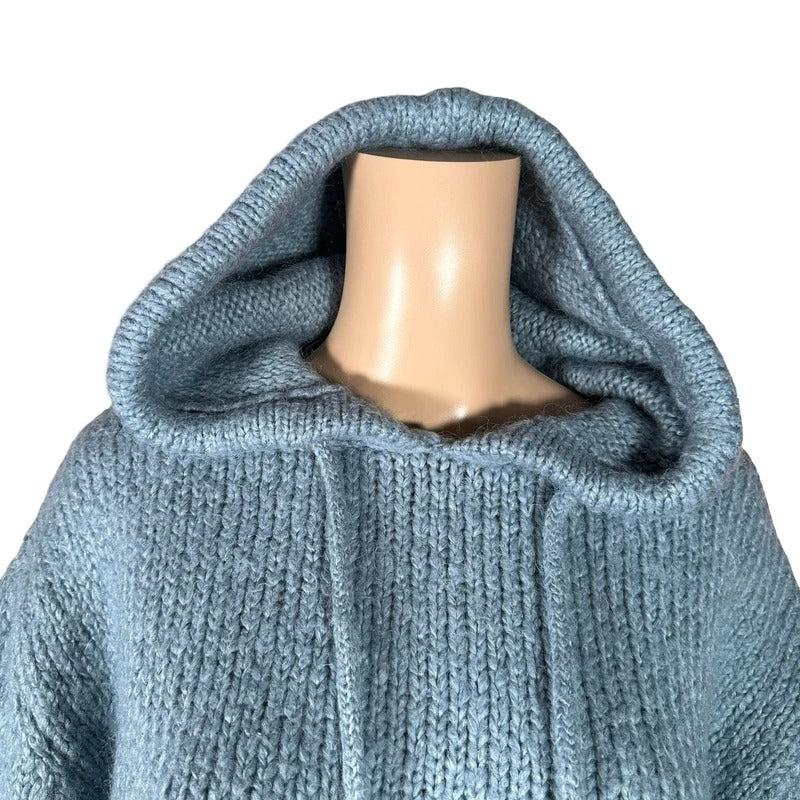 Felpa maglione Zara azzurro oversize con cappuccio e balza pois S/M