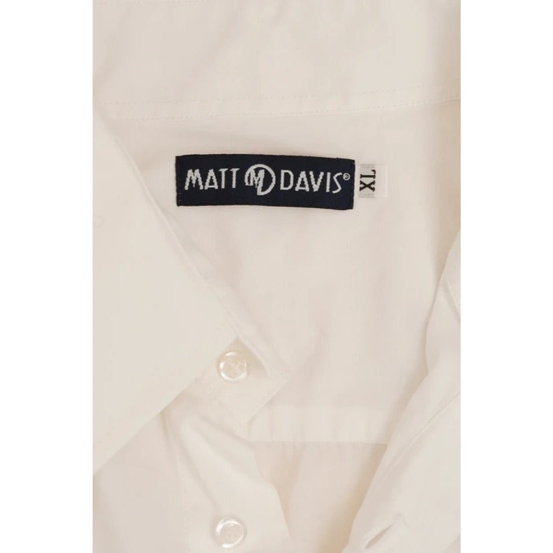 Camicia Uomo Matt Davis Bowling Rockabilly Ricamata Bianca Cotone XL