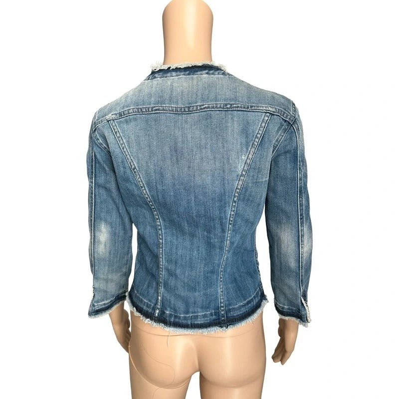 Giacca jeans Liu Jo vintage denim fitted sfrangiata Y2K Made in Italy S