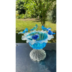 Murano Glass Blue Bird Bath Pedestal Bowl 5 Removable Birds Bullicante Murano