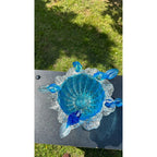 Murano Glass Blue Bird Bath Pedestal Bowl 5 Removable Birds Bullicante Murano