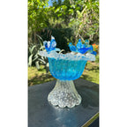 Murano Glass Blue Bird Bath Pedestal Bowl 5 Removable Birds Bullicante Murano