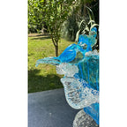 Murano Glass Blue Bird Bath Pedestal Bowl 5 Removable Birds Bullicante Murano